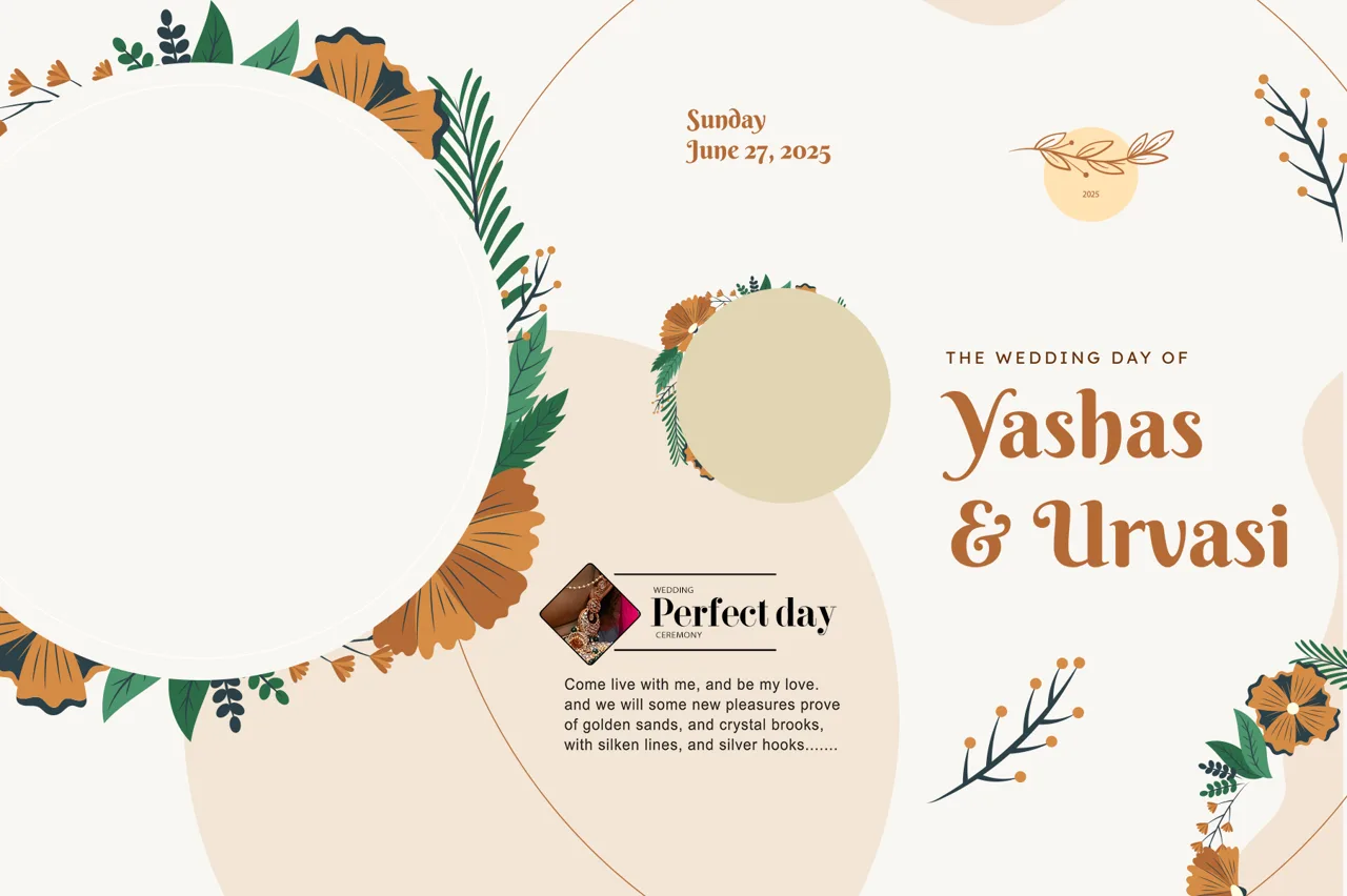 Floral Wedding Album Cover 12x18 PSD Template