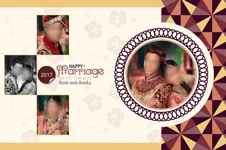 12x18 Indian Wedding Album Cover PSD in Modern Lotus Design Style