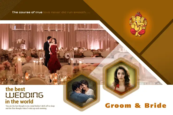 12x18 Wedding Album Cover PSD in Dreamy Gold Frame Style