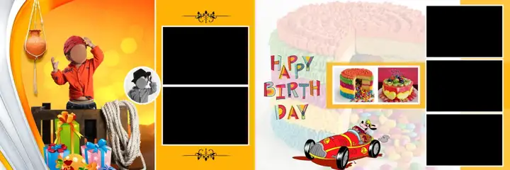 12x36 Birthday & Baby Album PSD in Grand Peacock Art Style