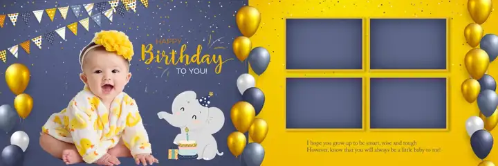12x36 Birthday & Baby Album PSD in Vibrant Lotus Design Style