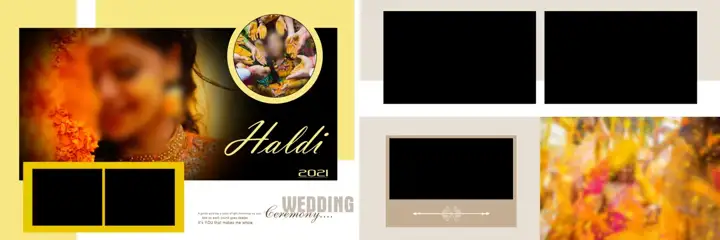 12x36 Haldi Wedding Album PSD in Golden Floral Border Style