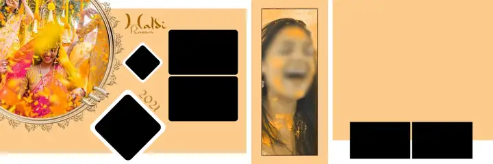 12x36 Haldi Wedding Album PSD in Minimal Watercolour Splash Style