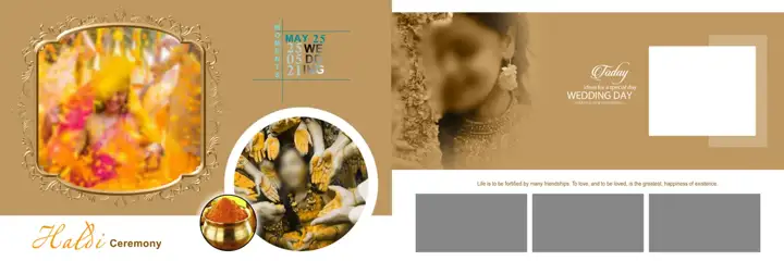 12x36 Haldi Wedding Album PSD in Ornate Damask Texture Style