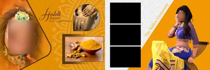 12x36 Haldi Wedding Album PSD in Soft Pastel Brush Strokes Style