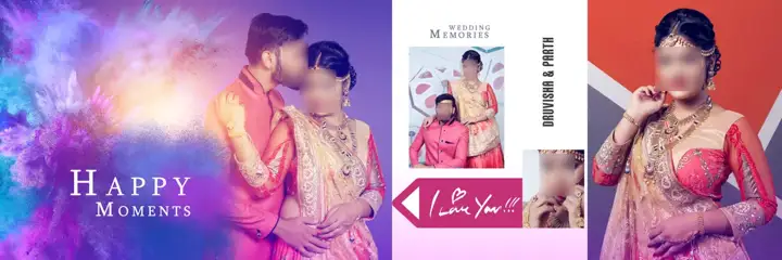 12x36 Pre-Wedding Album PSD in Minimal Gold Frame Style