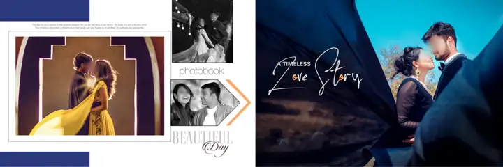 12x36 Pre-Wedding Album PSD in Premium Peacock Art Style