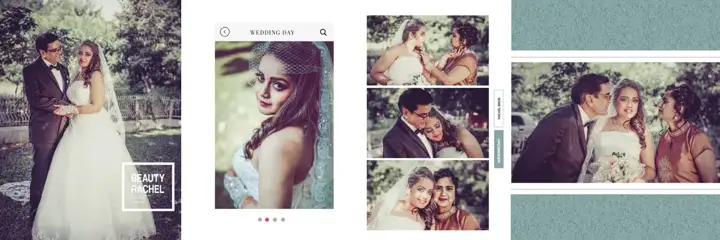 12x36 Wedding Album PSD in Bright Geometric Lines Style