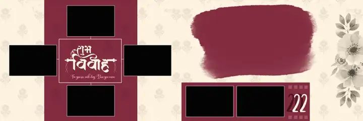 12x36 Wedding Album PSD in Charming Floral Border Style