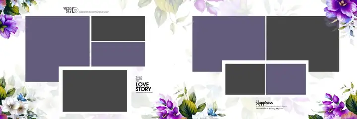 12x36 Wedding Album PSD in Charming Rose Petals Style