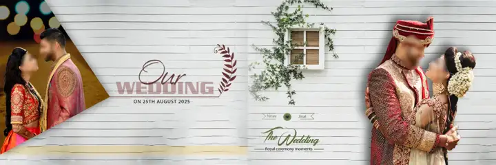 12x36 Wedding Album PSD in Fresh Floral Border Style