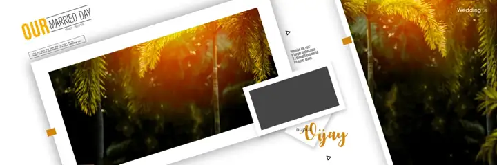 12x36 Wedding Album PSD in Golden Pastel Clouds Style