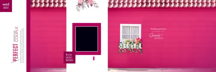 12x36 Wedding Album PSD in Minimal Bokeh Lights Style