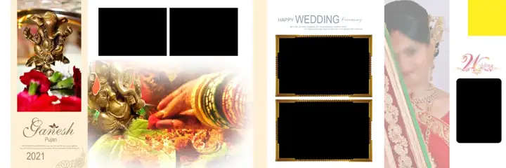 12x36 Wedding Album PSD in Ornate Lotus Design Style