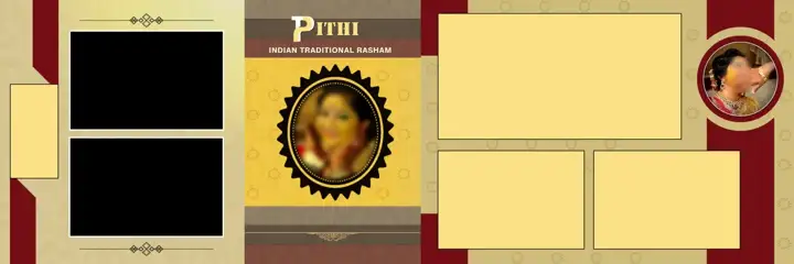 12x36 Wedding Album PSD in Rich Maroon Geometric Lines Style