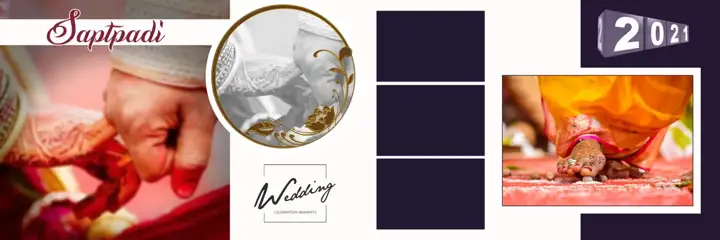 12x36 Wedding Album PSD in Timeless Gold Frame Style