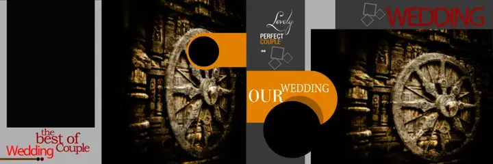 12x36 Wedding Album PSD in Traditional Gold Frame Style