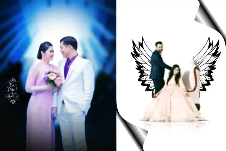 16x24 Indian Wedding Album Cover PSD in Artistic Gold Frame Style