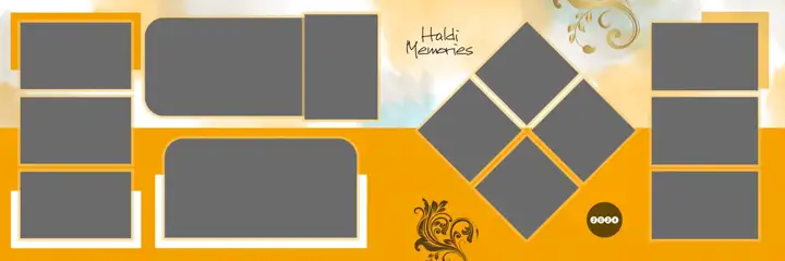 Artistic Haldi Wedding Album 12x36 PSD with Lotus Design