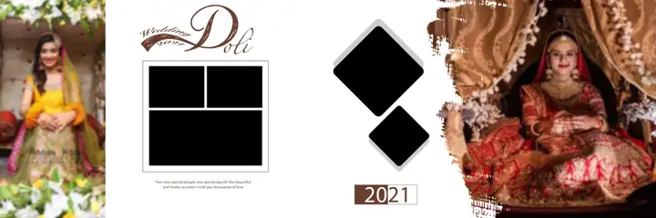 Artistic Rose Petals Wedding Album 12x36 PSD