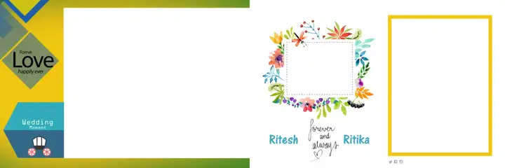 Artistic Wedding Album 12x36 PSD with Peacock Art