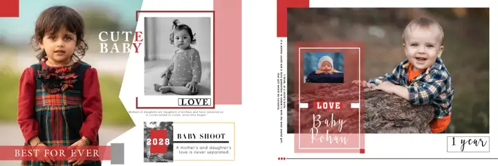 Birthday & Baby Album 12x36 PSD – Elegant Lace Ornaments Design