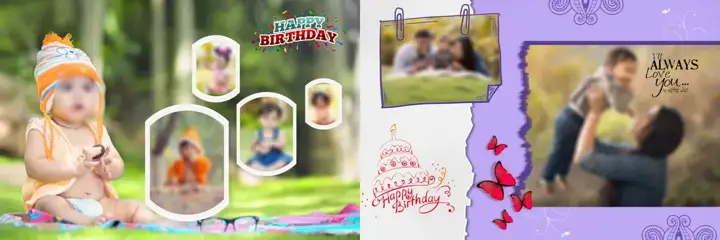 Birthday & Baby Album PSD – Ornate Floral Border Design