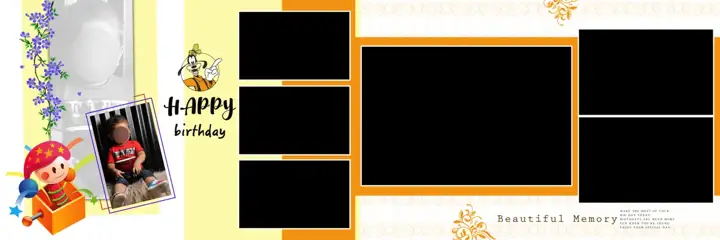 Bright Brush Strokes Birthday & Baby Album 12x36 PSD