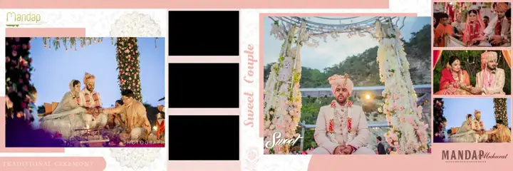 Bright Karizma Wedding Album 12x36 PSD with Gold Frame