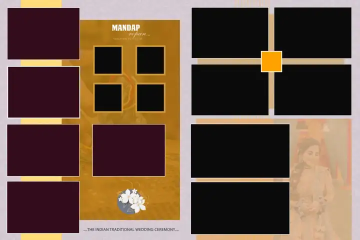 Bright Kolam Pattern Wedding Album Cover 20x30 PSD