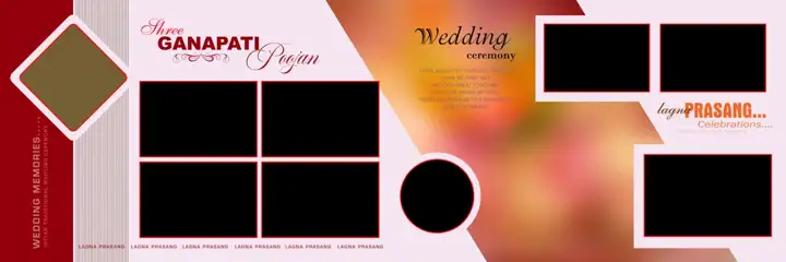 Bright Wedding Album 12x36 PSD with Gold Frame
