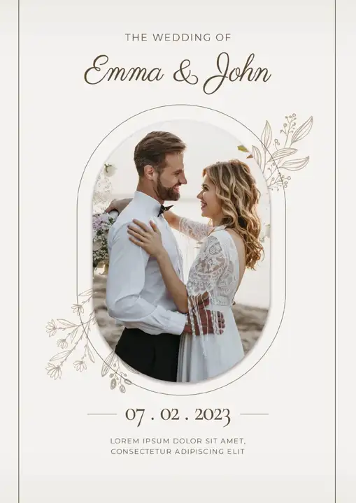 Charming Geometric Lines Wedding Invitation PSD