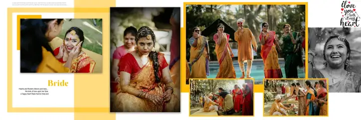 Charming Haldi Wedding Album 12x36 PSD with Lace Ornaments