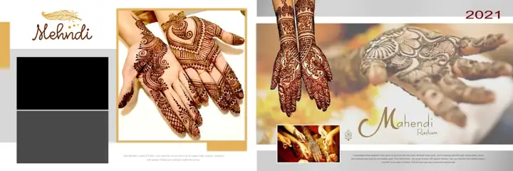 Charming Mehndi Wedding Album 12x36 PSD with Pastel Clouds