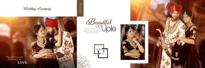 Charming Pre-Wedding Album 12x36 PSD with Temple Motif