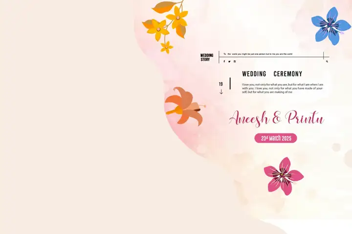 Charming Watercolour Splash Indian Wedding Album Cover 12x18 PSD