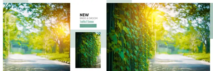 Cinematic Gold Frame Wedding Album Background 12x36 PSD
