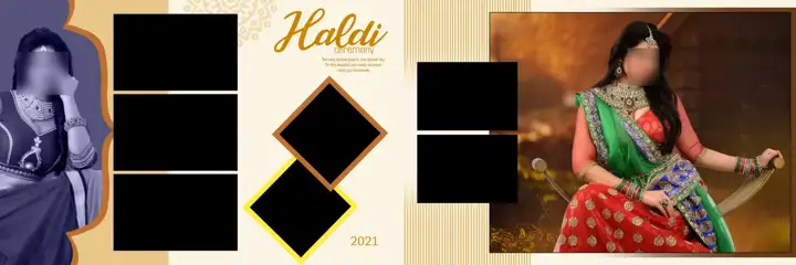 Cinematic Haldi Wedding Album 12x36 PSD with Glitter Accents
