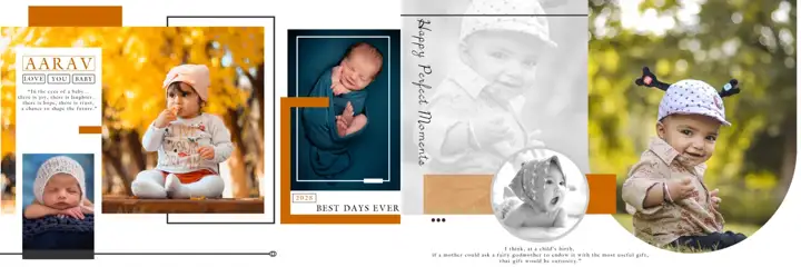 Classic Birthday & Baby Album 12x36 PSD with Rose Petals