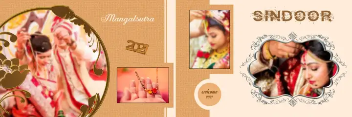 Dreamy Peacock Art Wedding Album 12x36 PSD