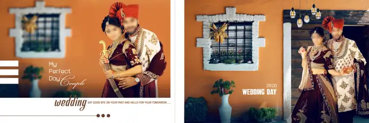 Dreamy Pre-Wedding Album 12x36 PSD with Kolam Pattern