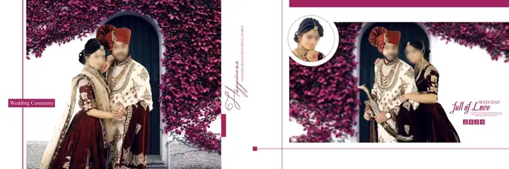 Dreamy Pre-Wedding Album 12x36 PSD with Rose Petals