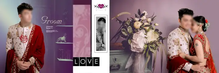 Dreamy Wedding Album 12x36 PSD with Watercolour Splash