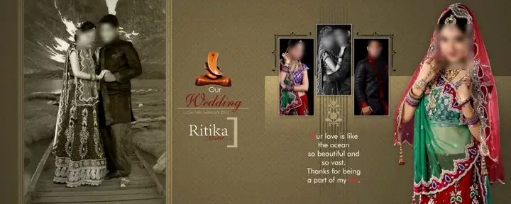 Elegant Indian Wedding Photo Album 12x30 PSD with Peacock Art