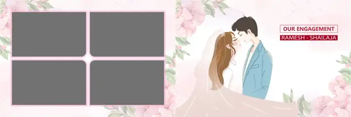 Engagement Wedding Album 12x36 PSD – Minimal Floral Border Design