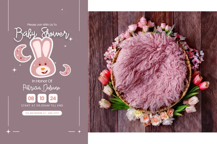 Floral Birthday & Baby Album 12x18 PSD with Silk Texture