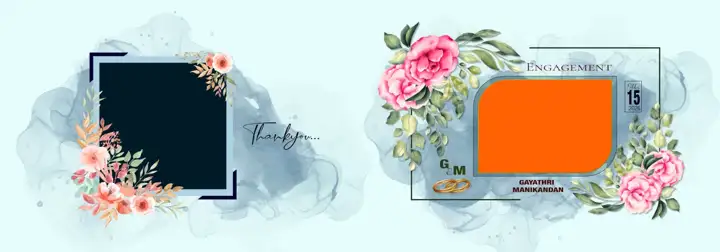 Floral Wedding Album Cover 14x40 PSD with Pastel Clouds