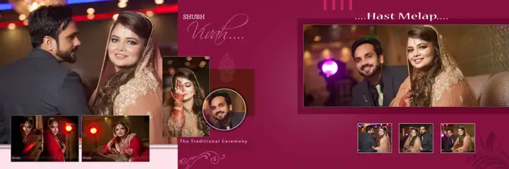 Free Charming Karizma Wedding Album 12x36 PSD – Gold Frame