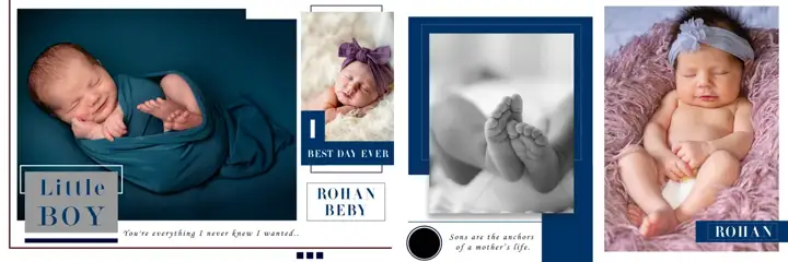 Free Cinematic Birthday & Baby Album 12x36 PSD – Geometric Lines