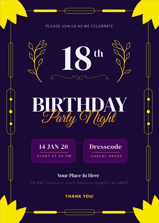 Free Dreamy Birthday Wedding Invitation PSD – Glitter Accents